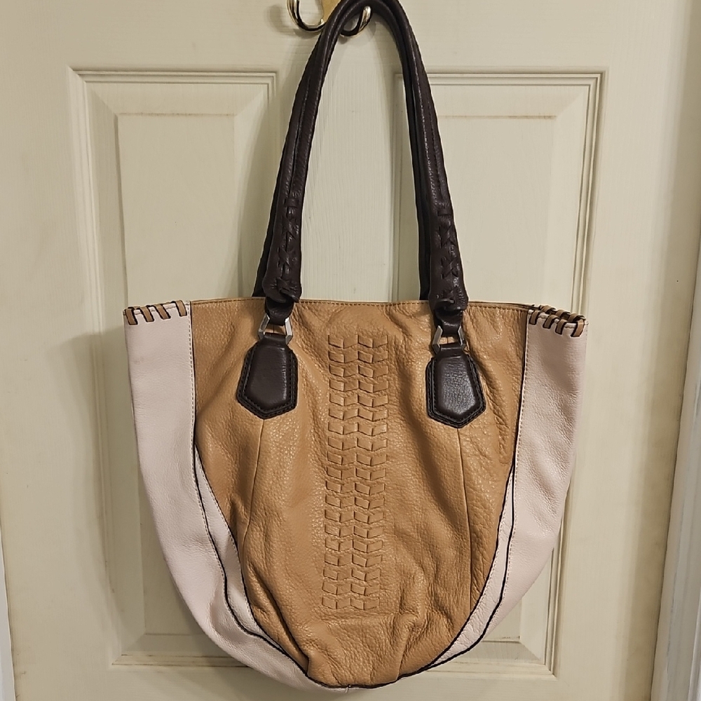 Oryany Lyssie Pebbled Leather Color Block  Tote Bag